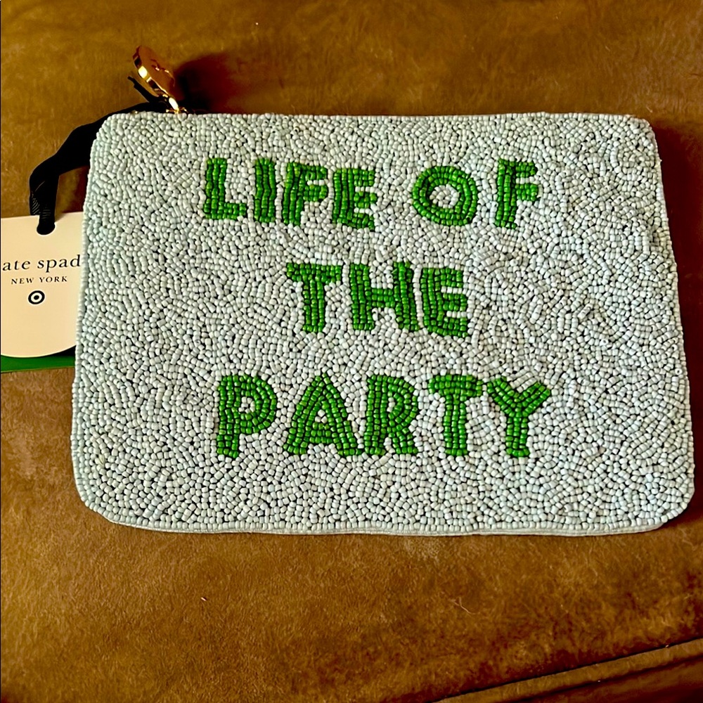 Kate Spade Beaded Pouch - Green and White